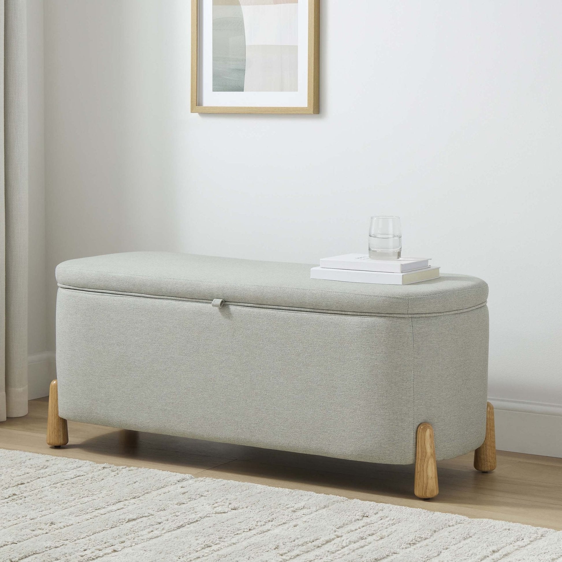 Appleton Curved Storage Bench - Blue Stripe - DUSK