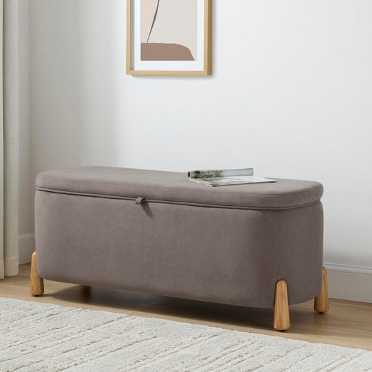 Appleton Curved Storage Bench - Taupe - DUSK