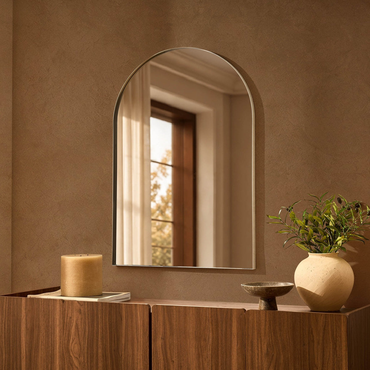 Arched 60x90cm Wall Mirror - Silver - DUSK