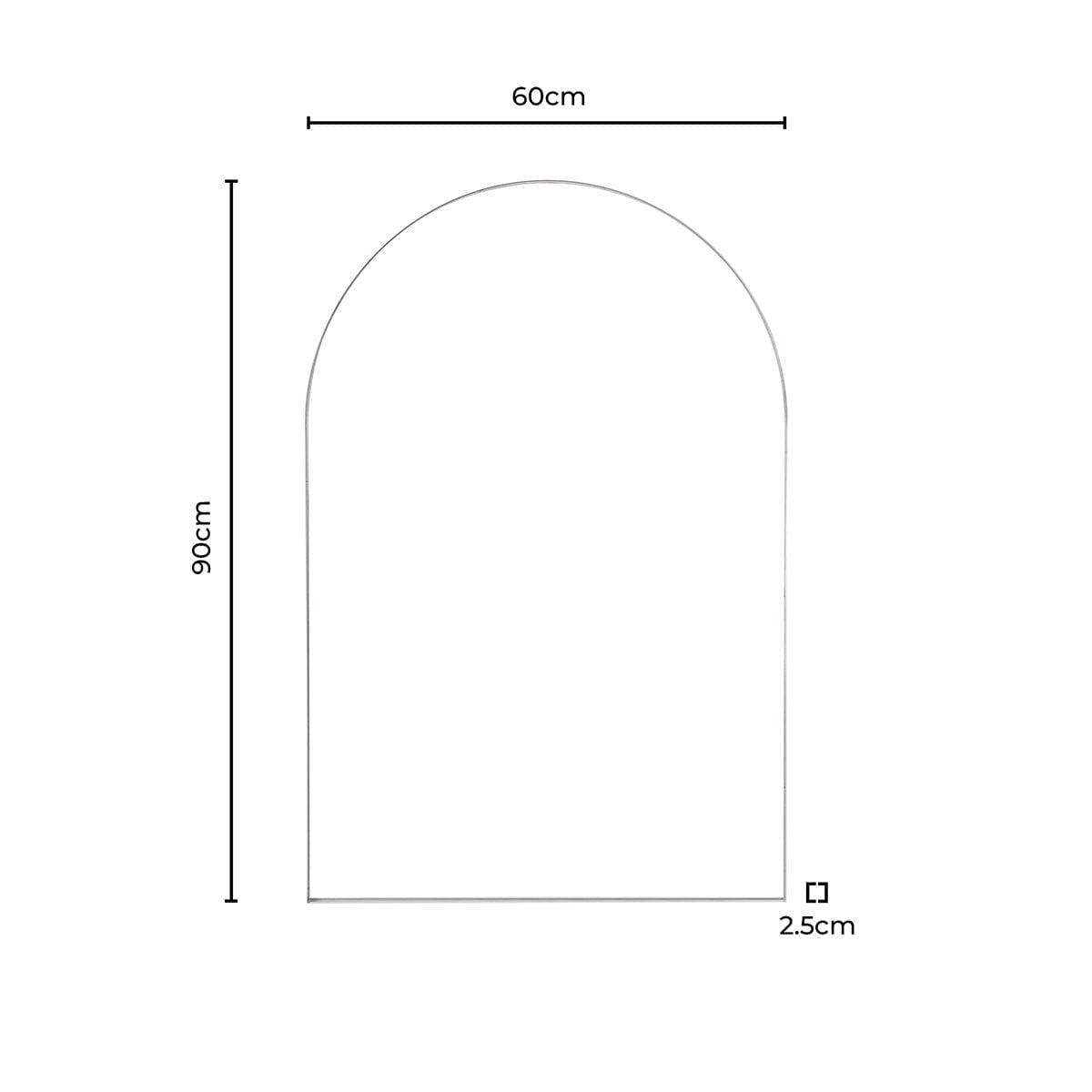 Arched 60x90cm Wall Mirror - Silver - DUSK