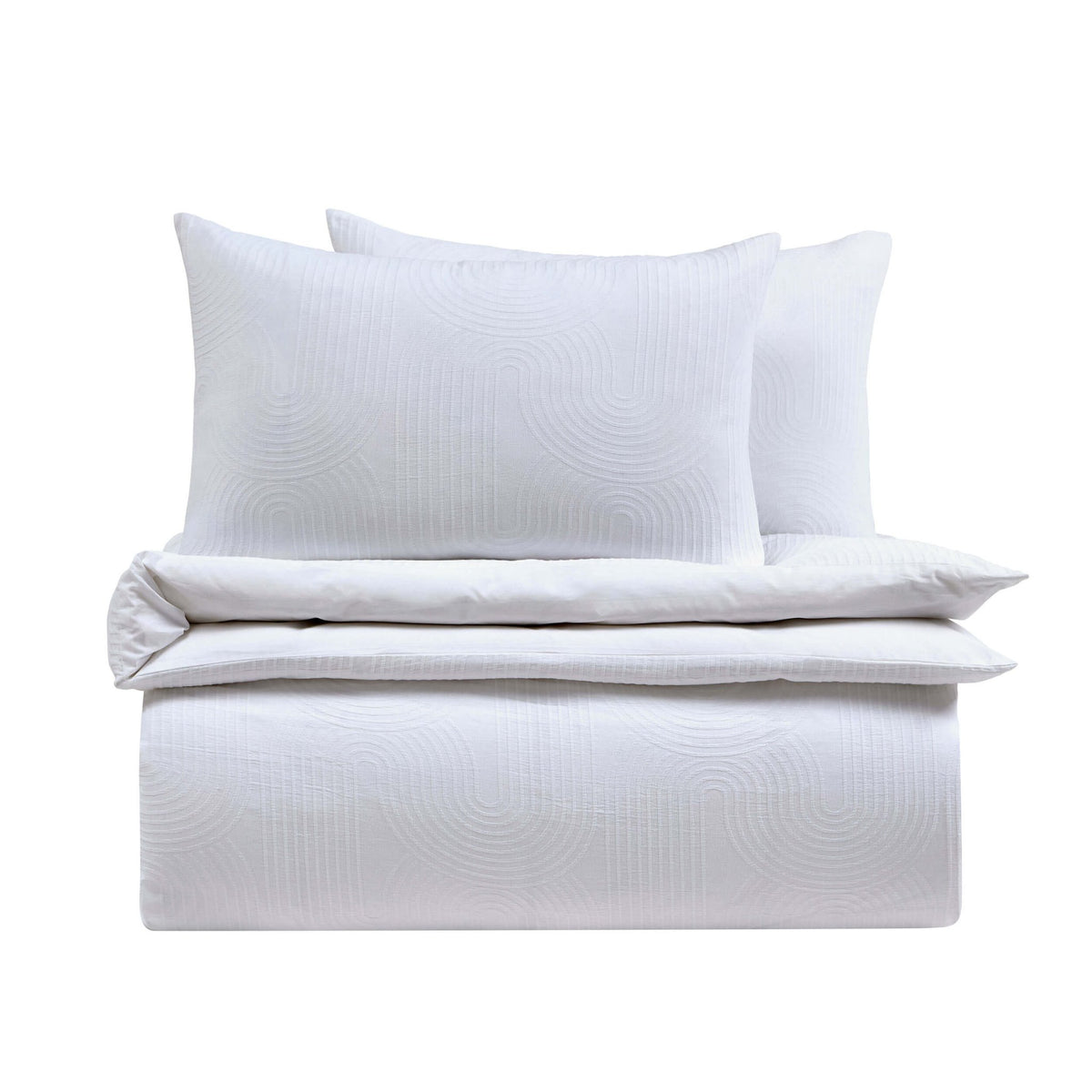 Archie Geo Woven Jaquard 200 Thread Count Duvet Cover & Pillowcase Set - White - DUSK