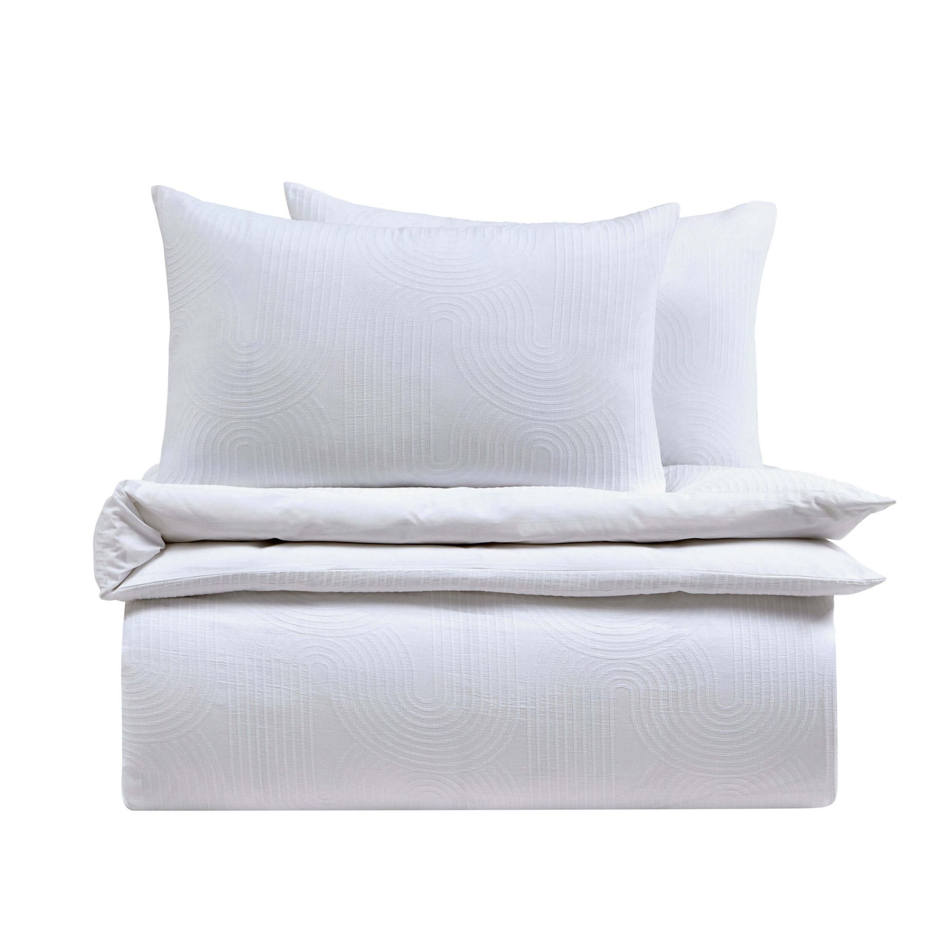Archie Geo Woven Jaquard 200 Thread Count Duvet Cover & Pillowcase Set - White - DUSK