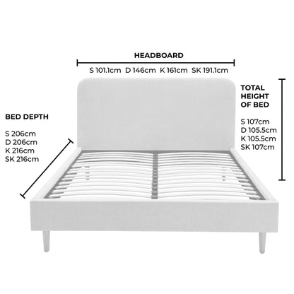 Ascot Bed Frame - Chenille Light Grey - DUSK