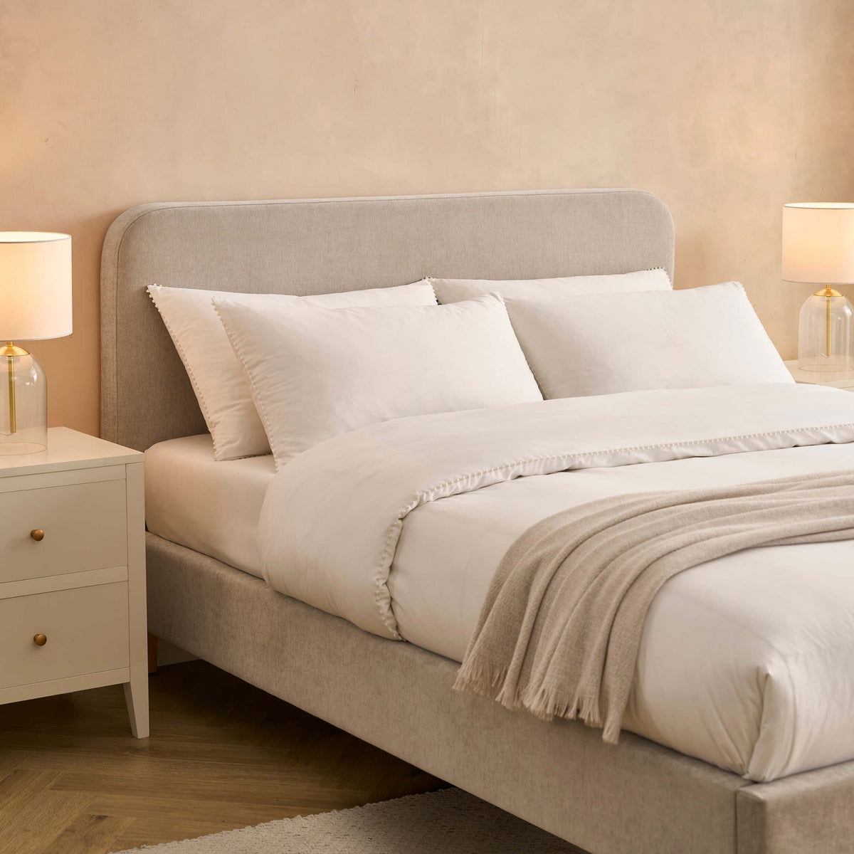 Ascot Bed Frame - Chenille Light Grey - DUSK