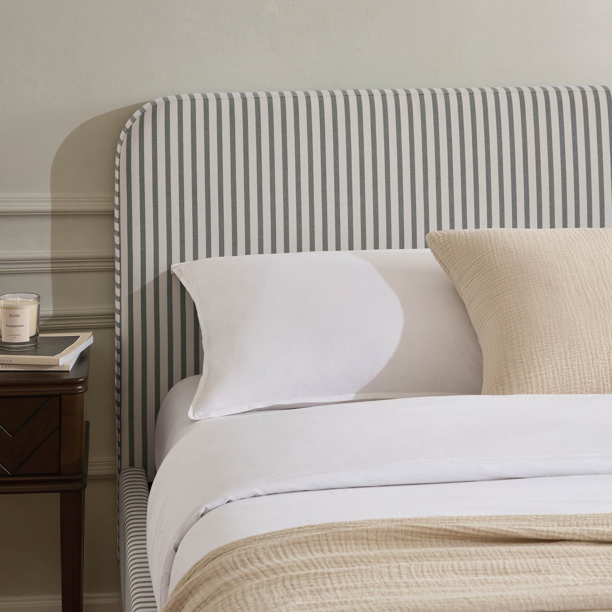 Ascot Bed Frame - Sage Stripe - DUSK