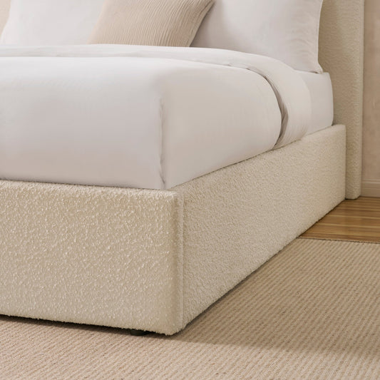 Ascot Bouclé Ottoman Storage Bed - Off White - DUSK