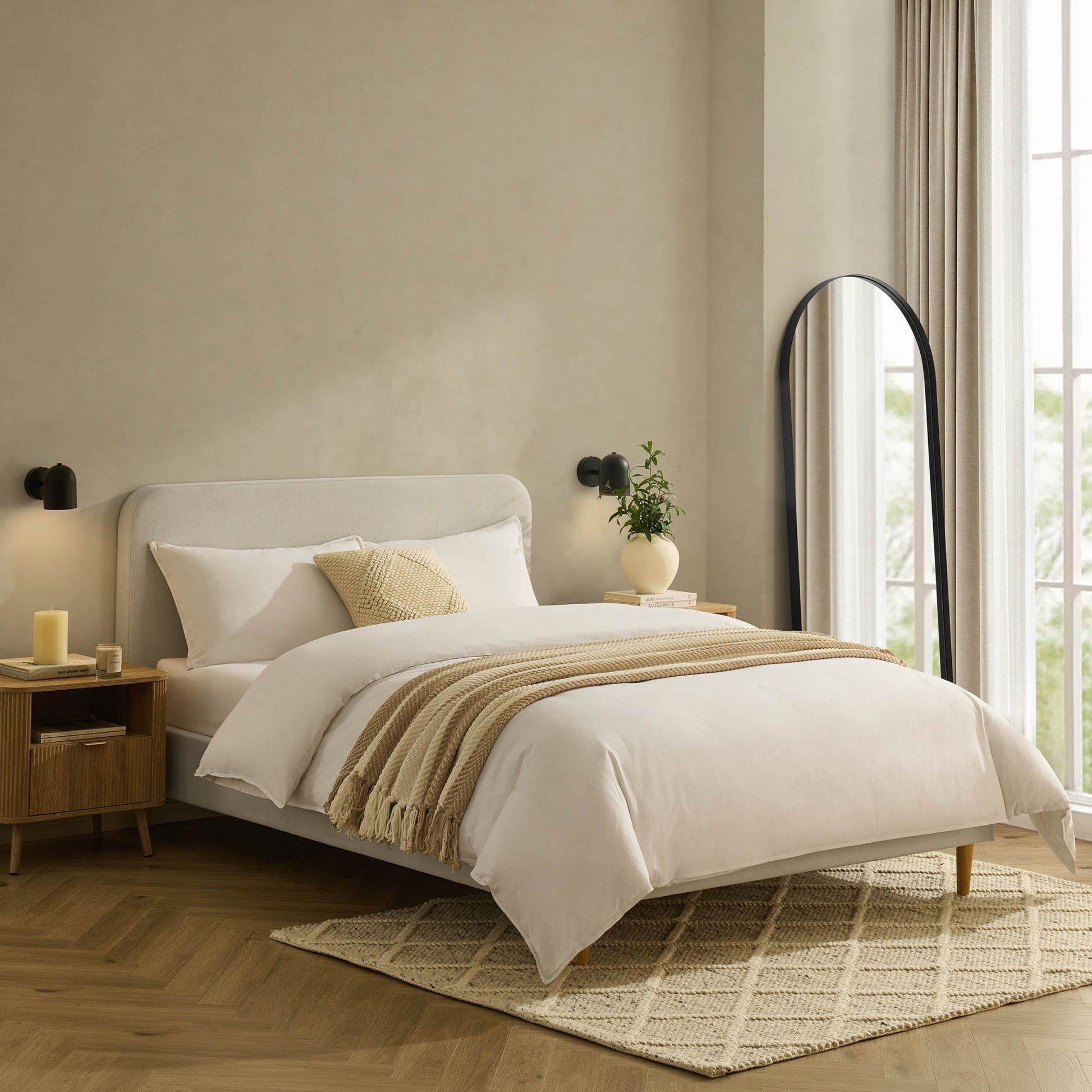 Ascot Henley Bed Frame - Cream Linen - DUSK