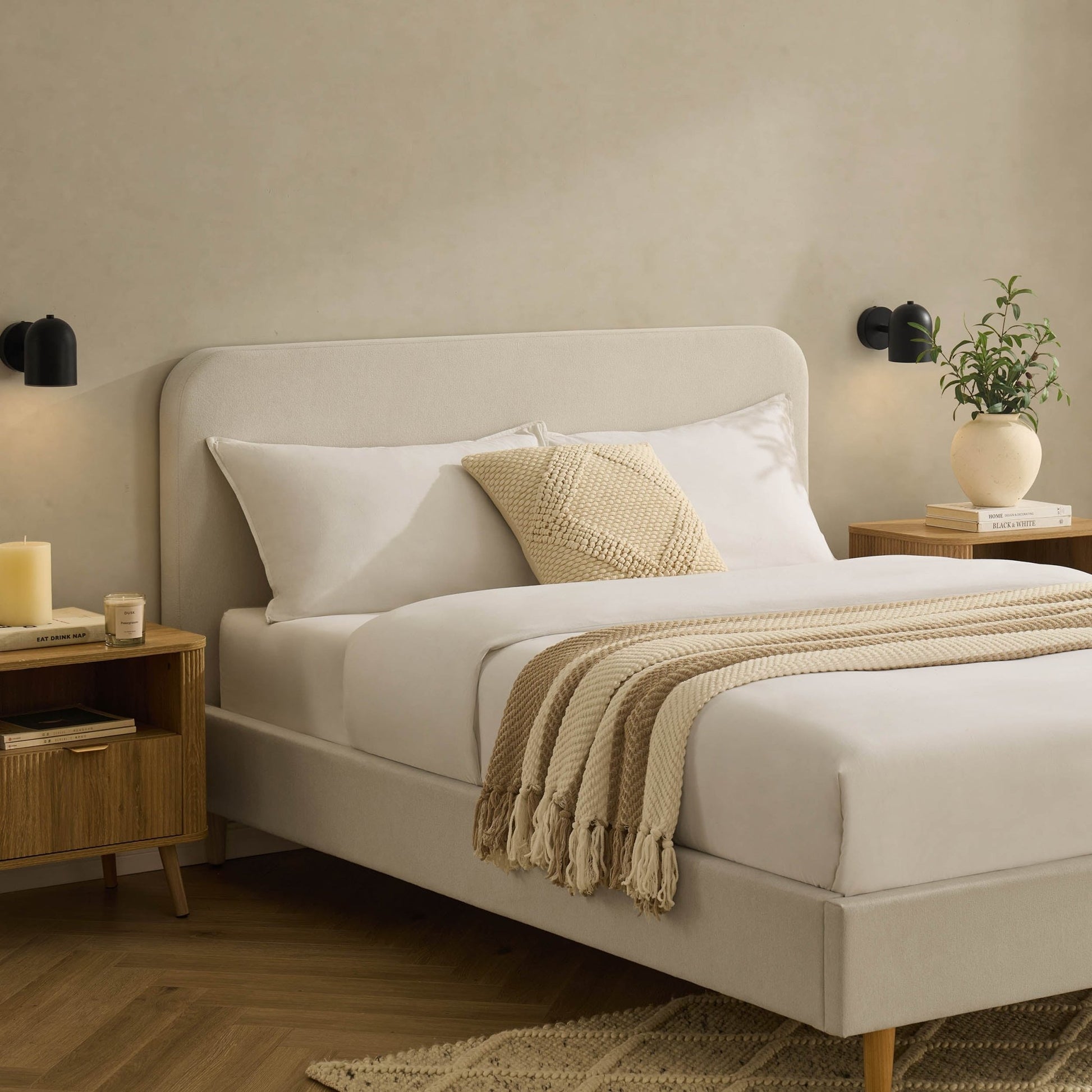Ascot Henley Bed Frame - Cream Linen - DUSK