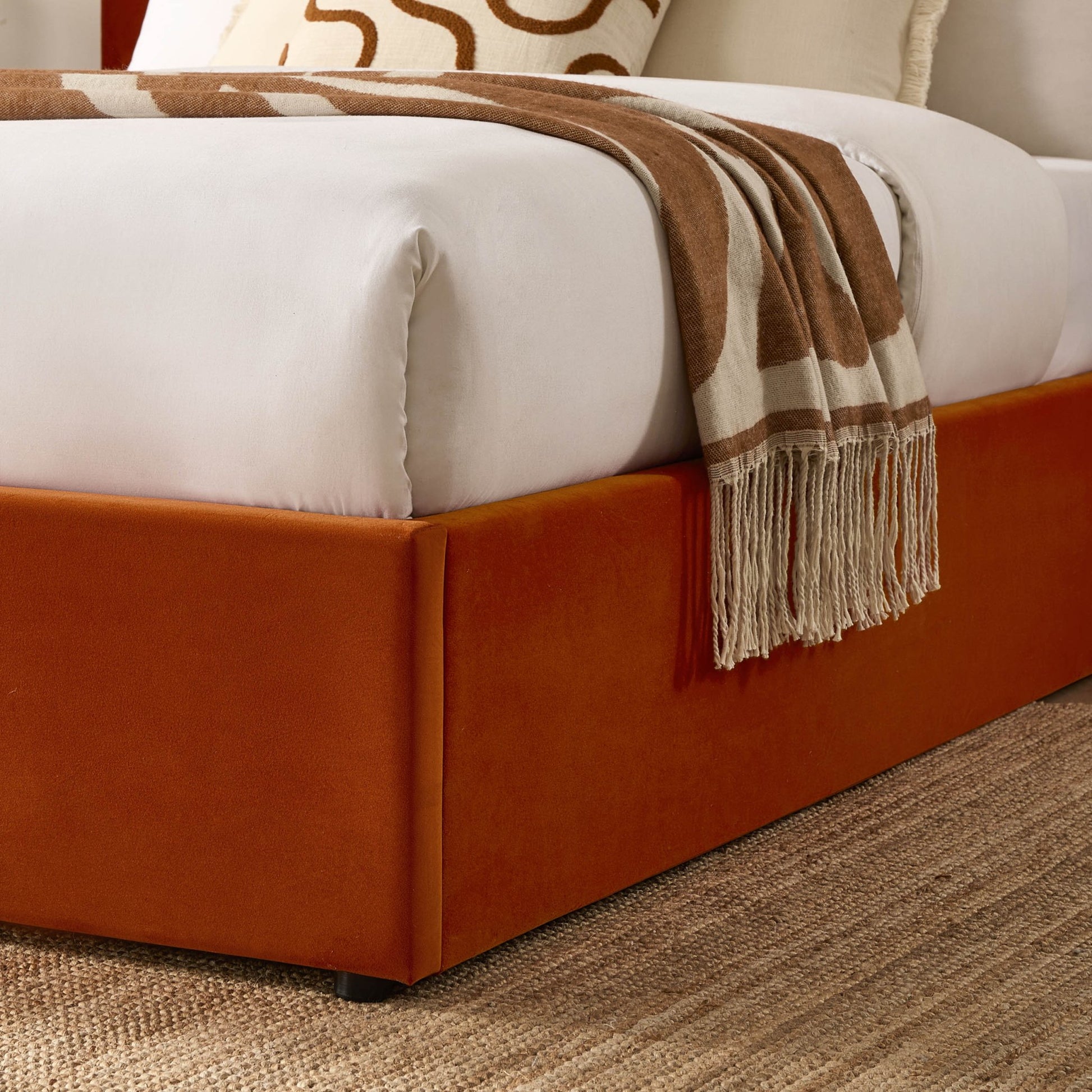 Ascot Ottoman Storage Bed - Bright Orange - DUSK