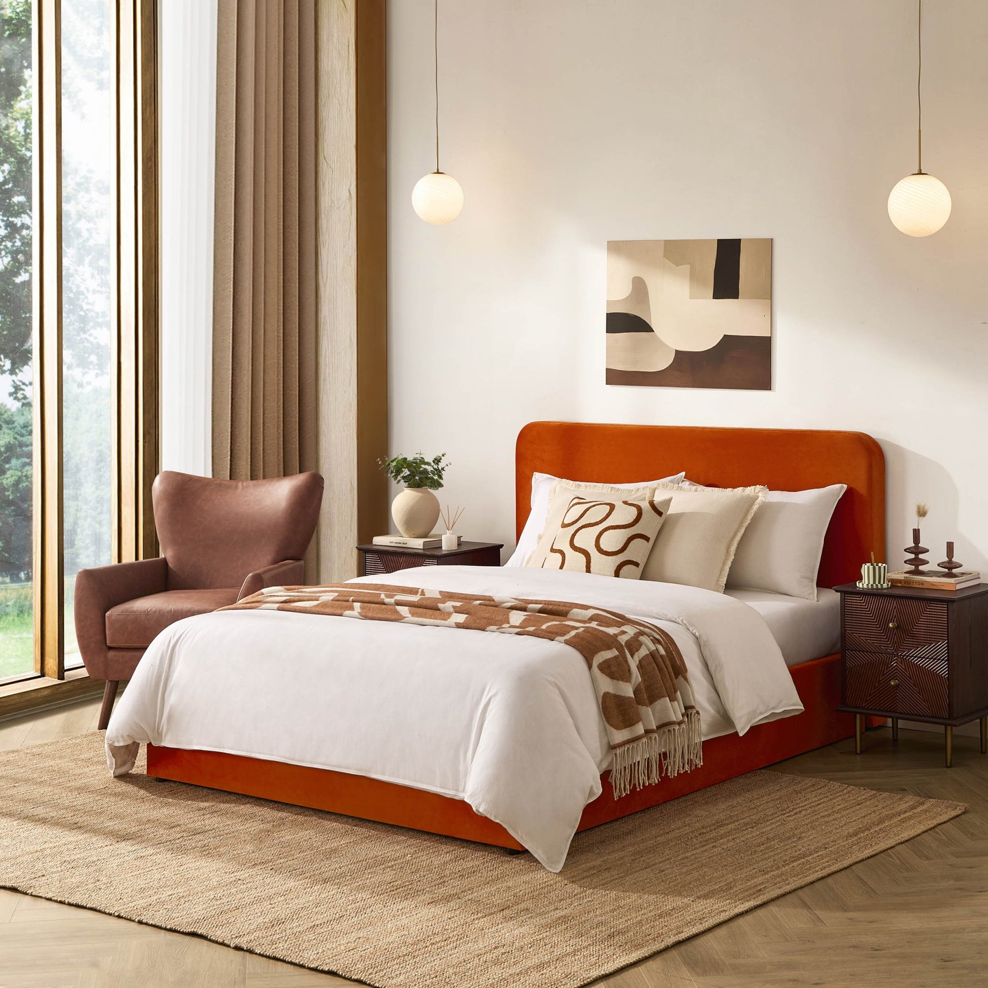 Ascot Ottoman Storage Bed - Bright Orange - DUSK