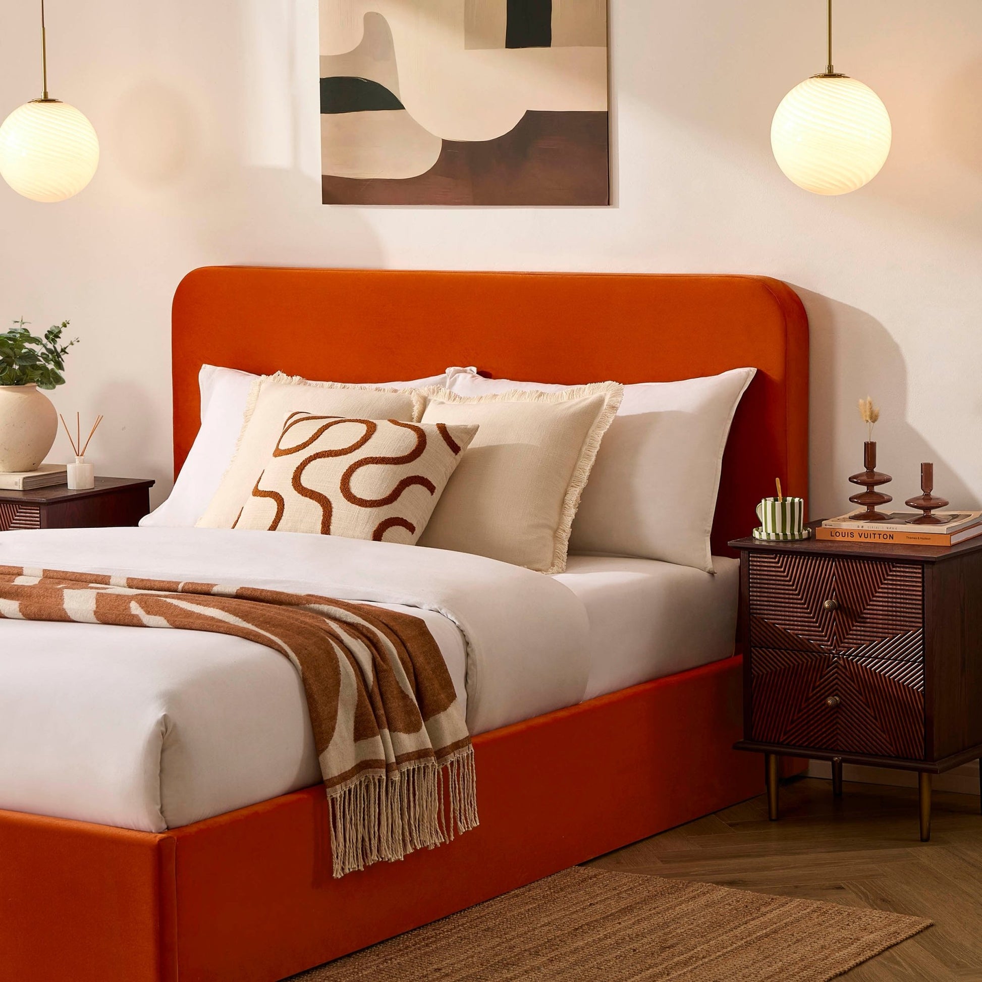 Ascot Ottoman Storage Bed - Bright Orange - DUSK