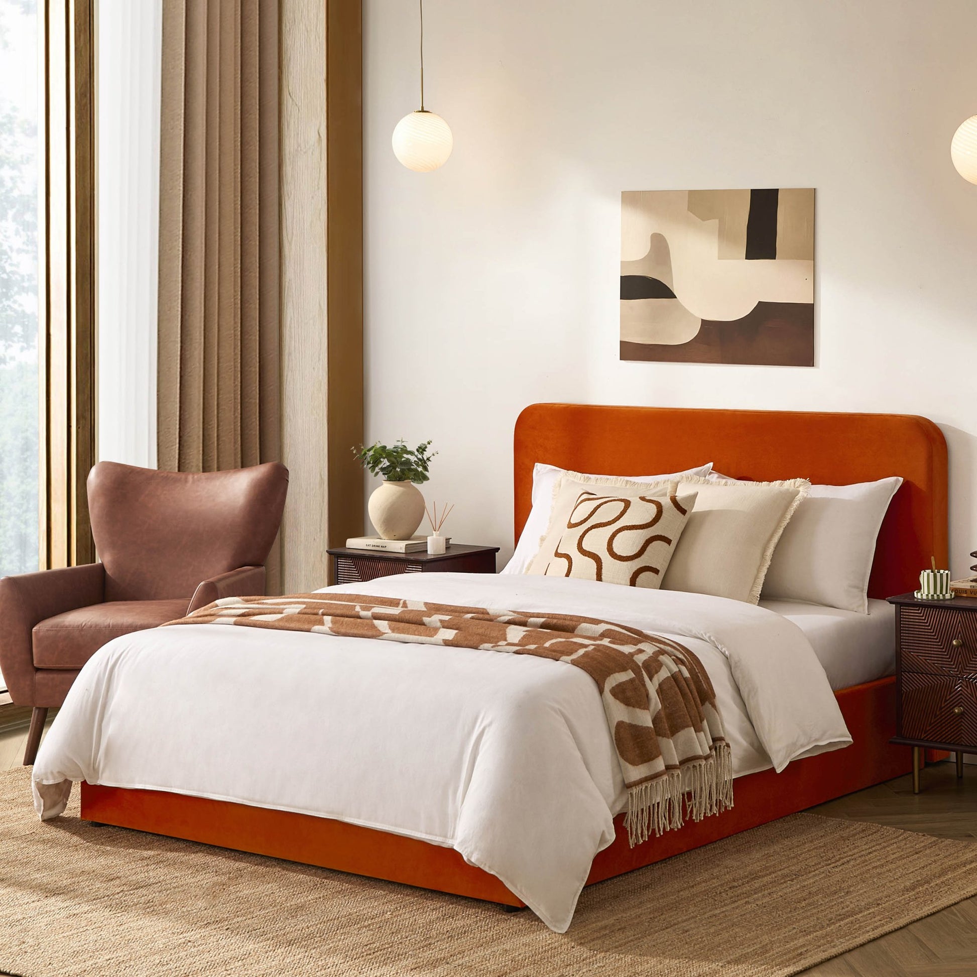 Ascot Ottoman Storage Bed - Bright Orange - DUSK