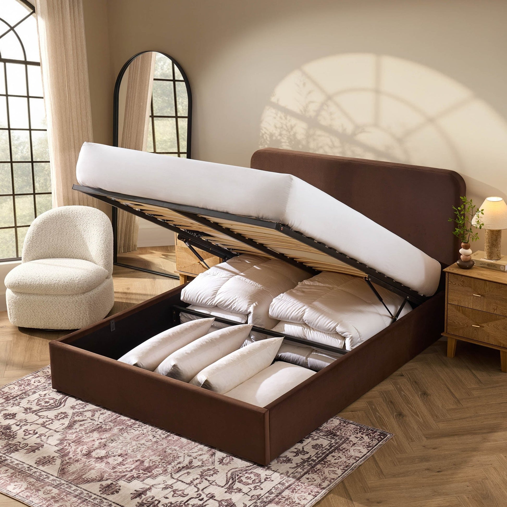 Ascot Ottoman Storage Bed - Cappuccino - DUSK