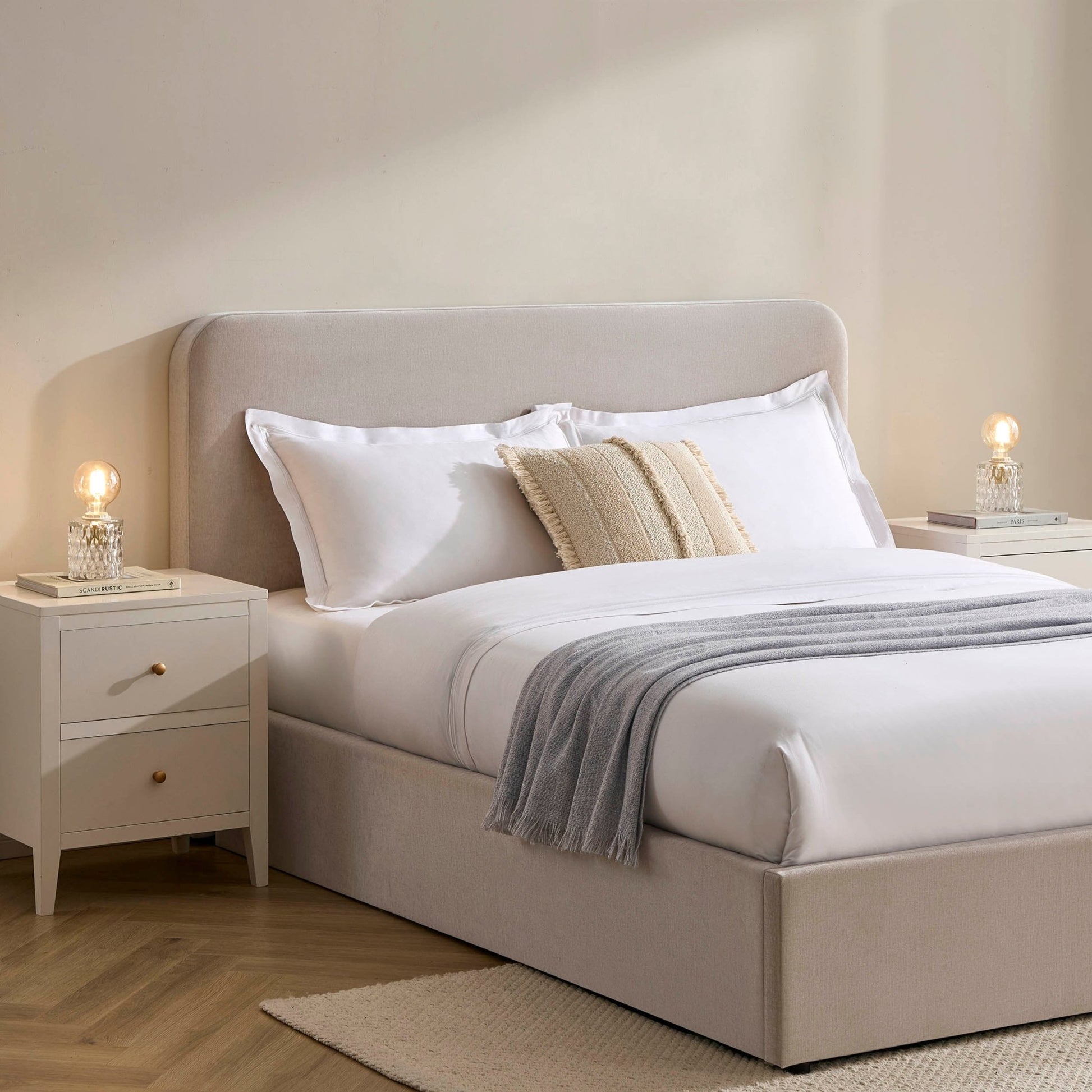 Ascot Ottoman Storage Bed - Chenille Light Grey - DUSK