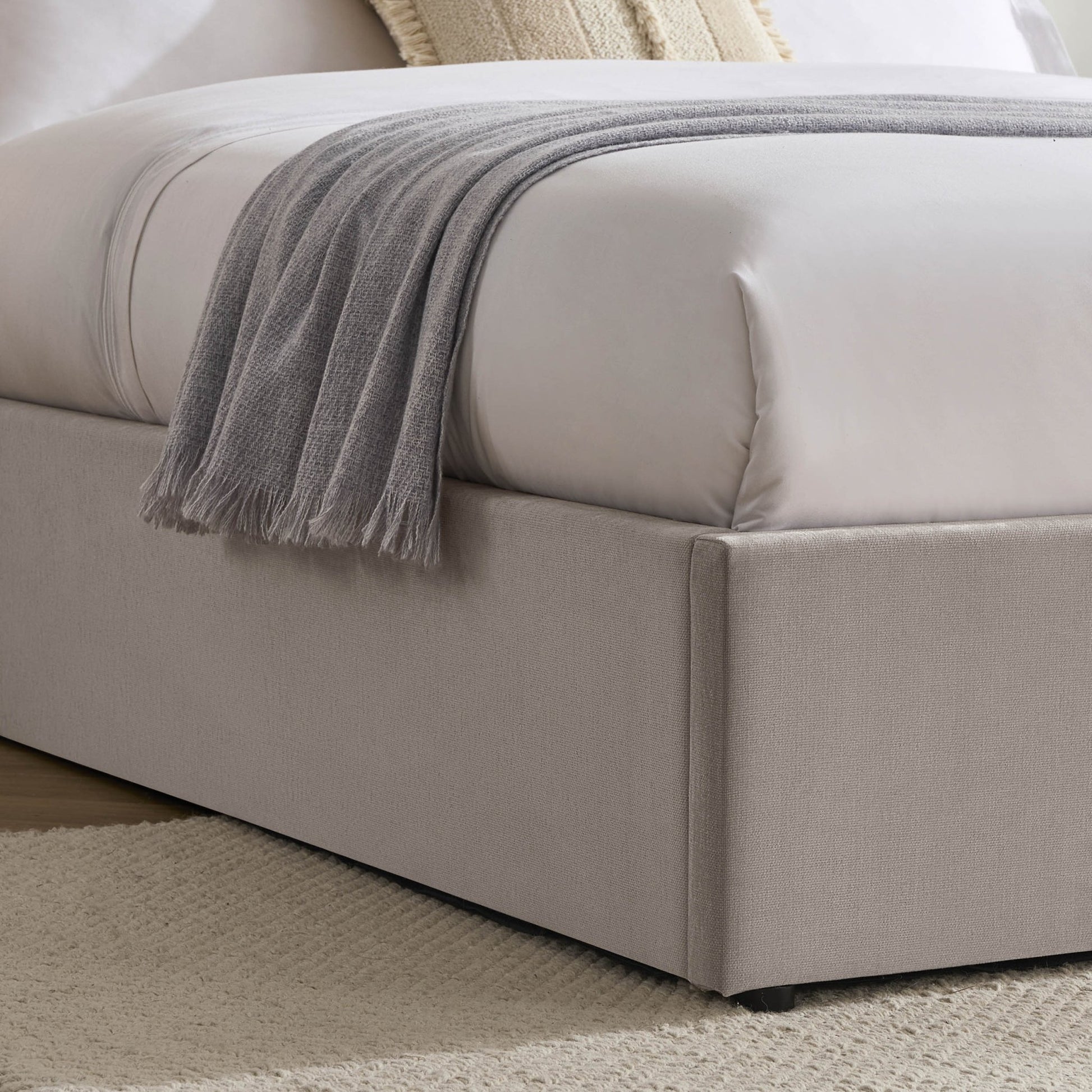 Ascot Ottoman Storage Bed - Chenille Light Grey - DUSK
