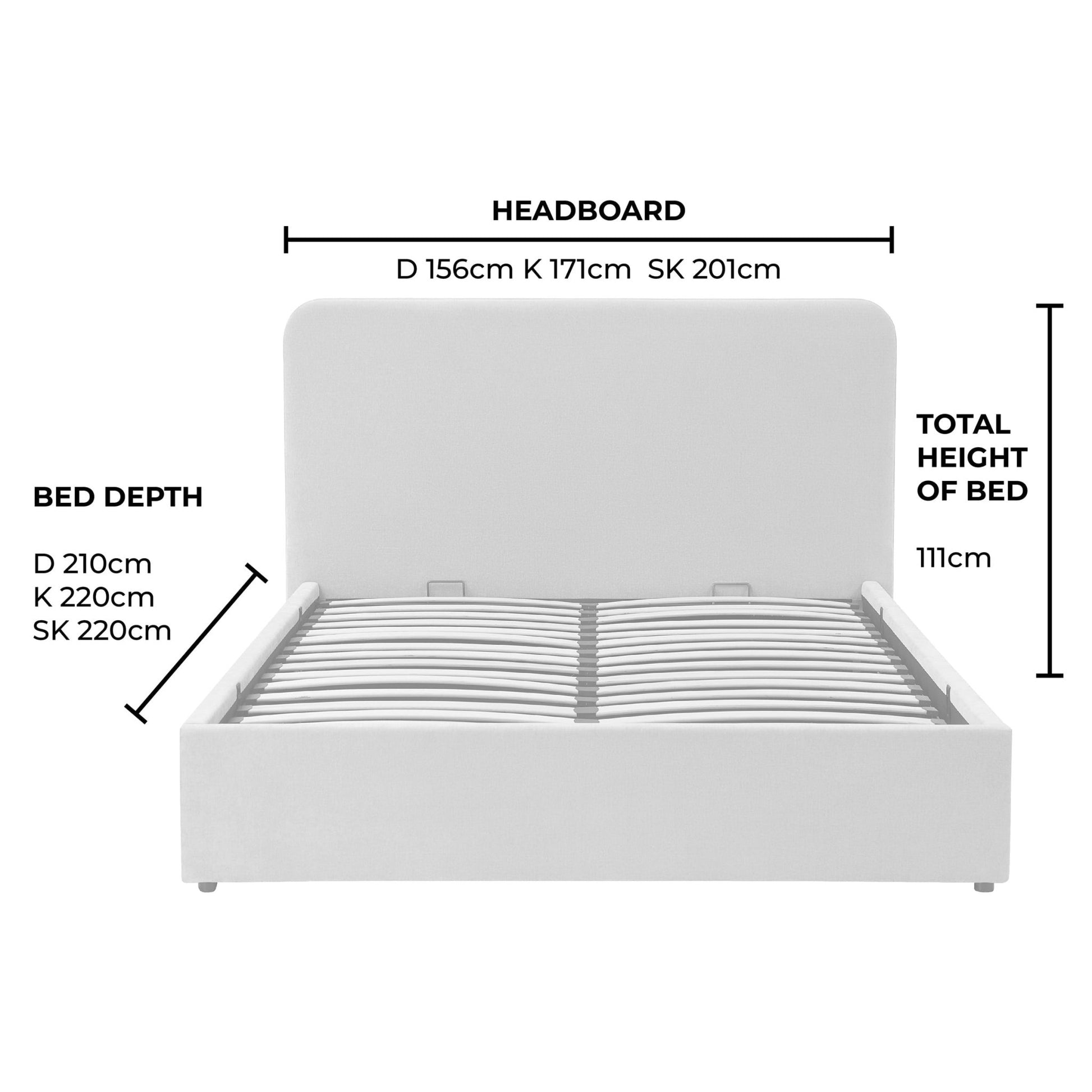 Ascot Ottoman Storage Bed - Chenille Light Grey - DUSK