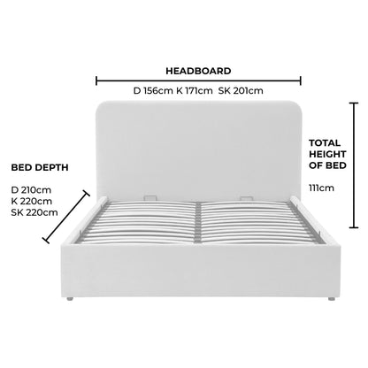Ascot Ottoman Storage Bed - Chenille Light Grey - DUSK