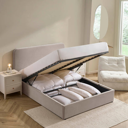 Ascot Ottoman Storage Bed - Chenille Light Grey - DUSK