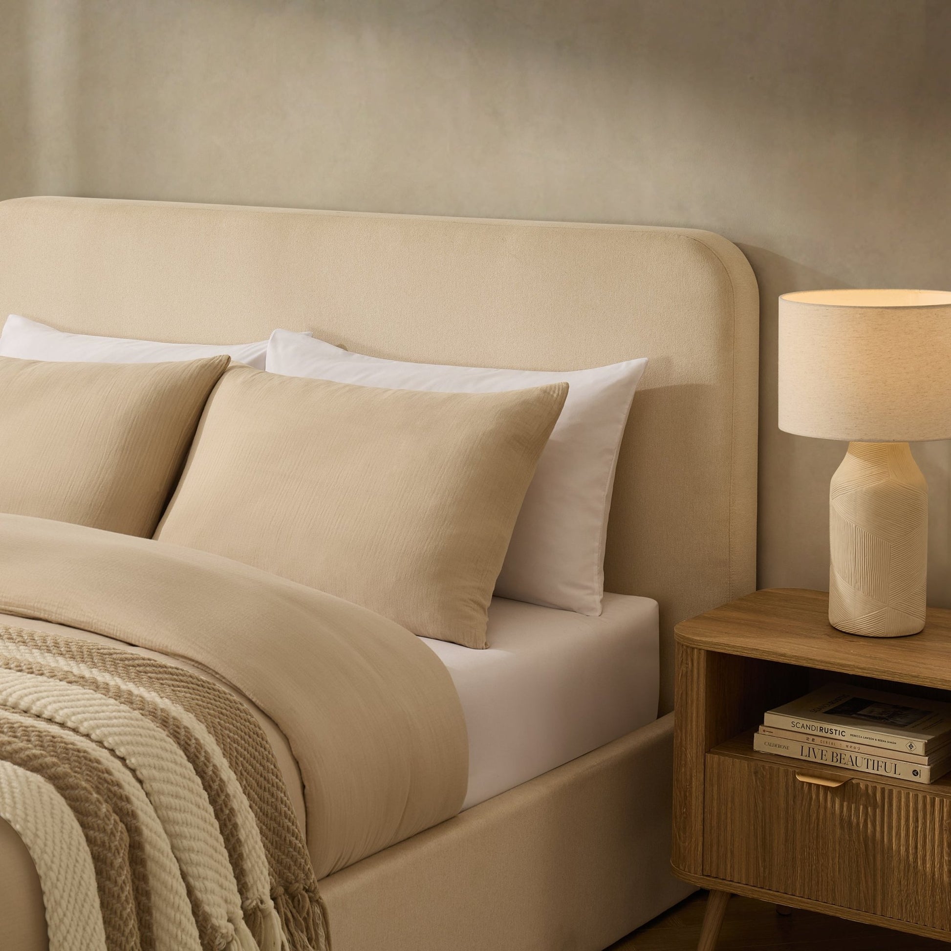 Ascot Ottoman Storage Bed - Cream Linen - DUSK