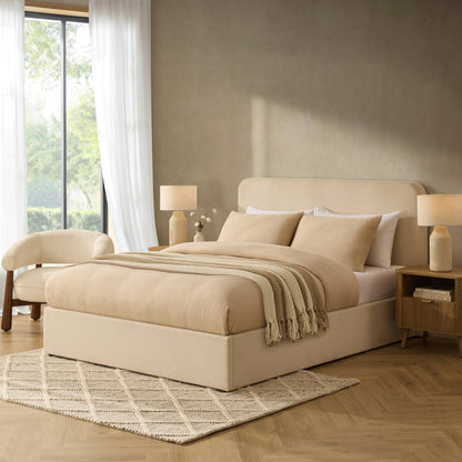 Ascot Ottoman Storage Bed - Cream Linen - DUSK