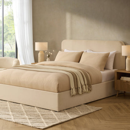 Ascot Ottoman Storage Bed - Cream Linen - DUSK