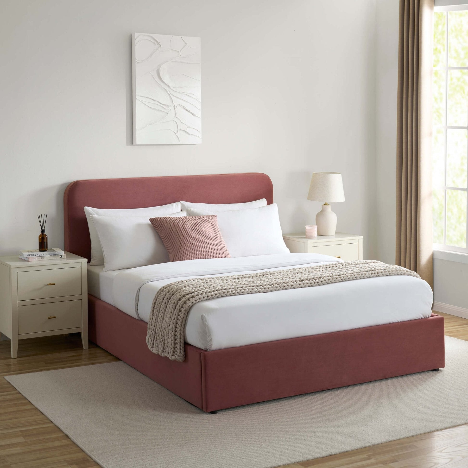 Ascot Ottoman Storage Bed - Dusky Pink - DUSK