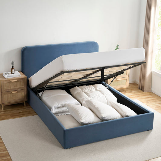 Ascot Ottoman Storage Bed - Mid Blue - DUSK