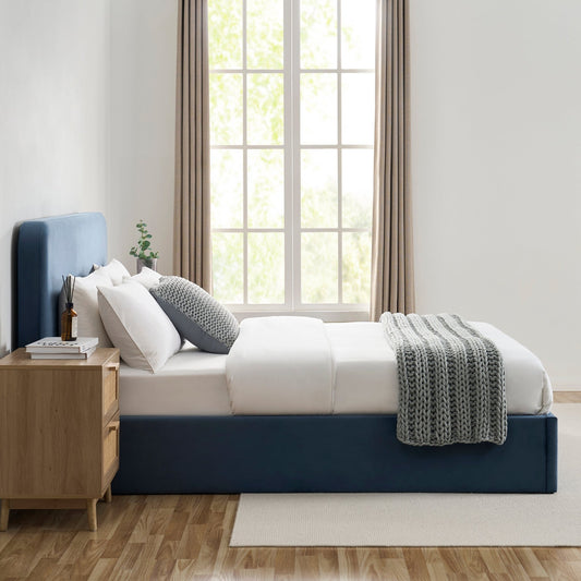 Ascot Ottoman Storage Bed - Mid Blue - DUSK