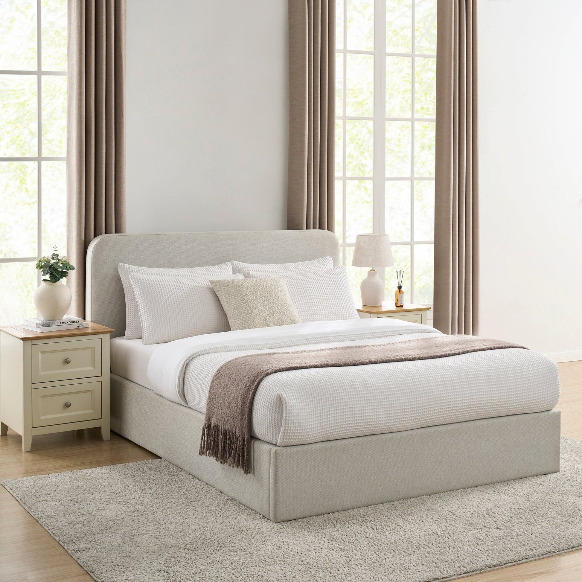 Ascot Ottoman Storage Bed - Natural Stripe - DUSK