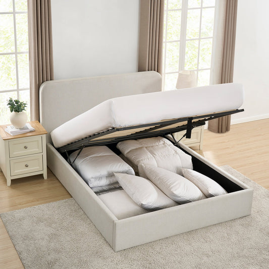 Ascot Ottoman Storage Bed - Natural Stripe - DUSK