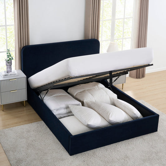 Ascot Ottoman Storage Bed - Navy - DUSK