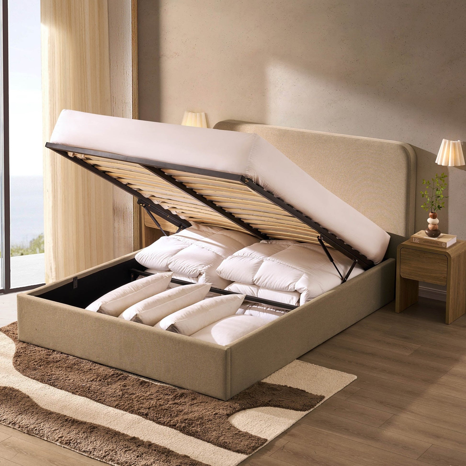 Ascot Ottoman Storage Bed - Oatmeal - DUSK