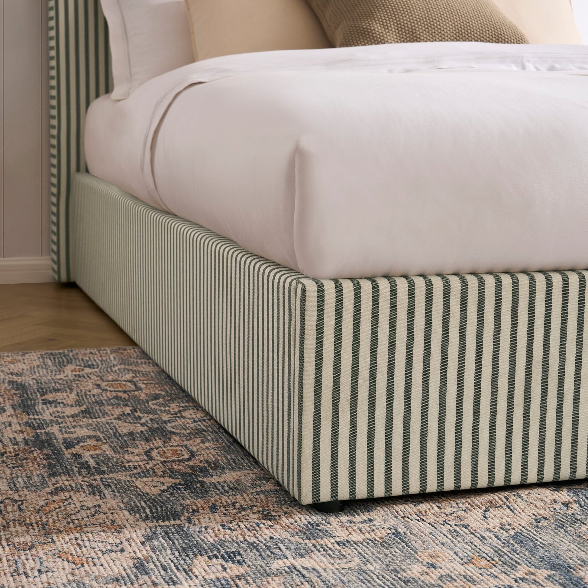 Ascot Ottoman Storage Bed - Sage Stripe - DUSK