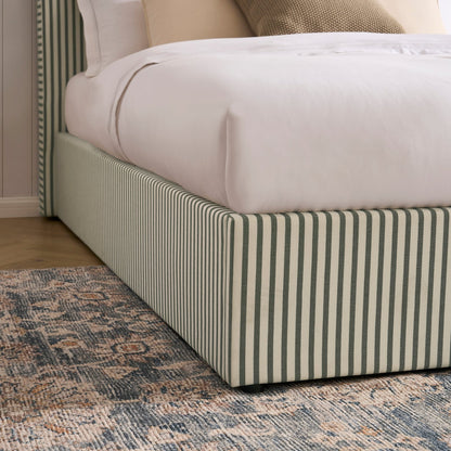 Ascot Ottoman Storage Bed - Sage Stripe - DUSK