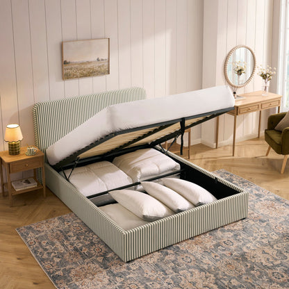 Ascot Ottoman Storage Bed - Sage Stripe - DUSK