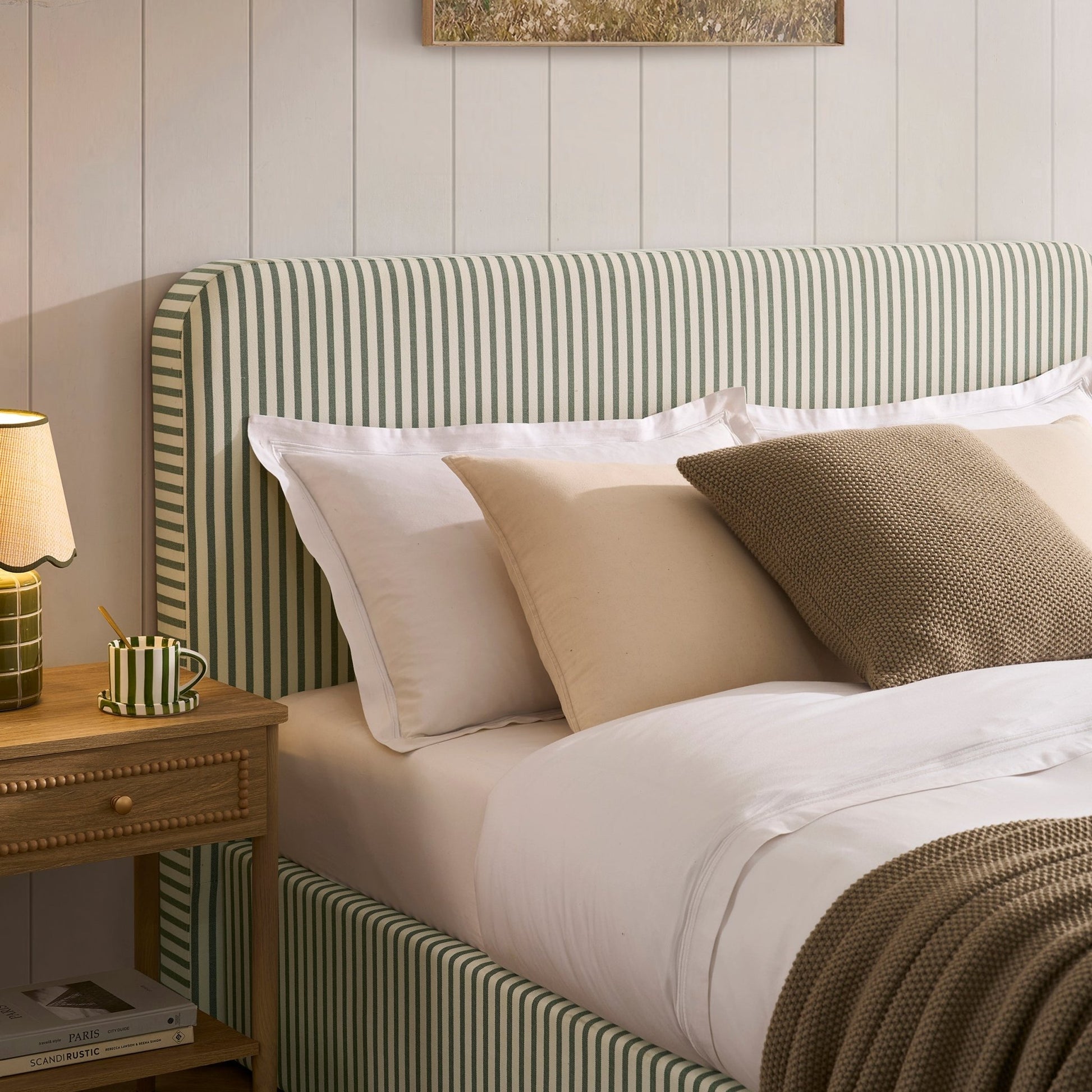 Ascot Ottoman Storage Bed - Sage Stripe - DUSK