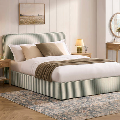 Ascot Ottoman Storage Bed - Sage Stripe - DUSK