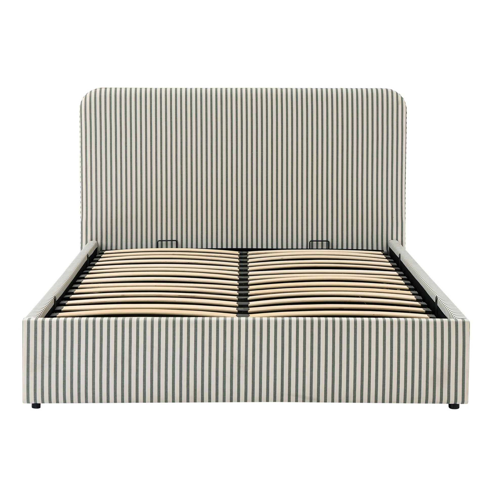 Ascot Ottoman Storage Bed - Sage Stripe - DUSK