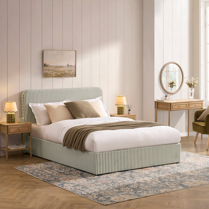 Ascot Ottoman Storage Bed - Sage Stripe - DUSK