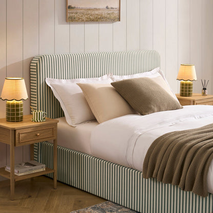 Ascot Ottoman Storage Bed - Sage Stripe - DUSK