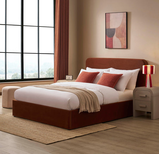 Ascot Ottoman Storage Bed - Terracotta - DUSK