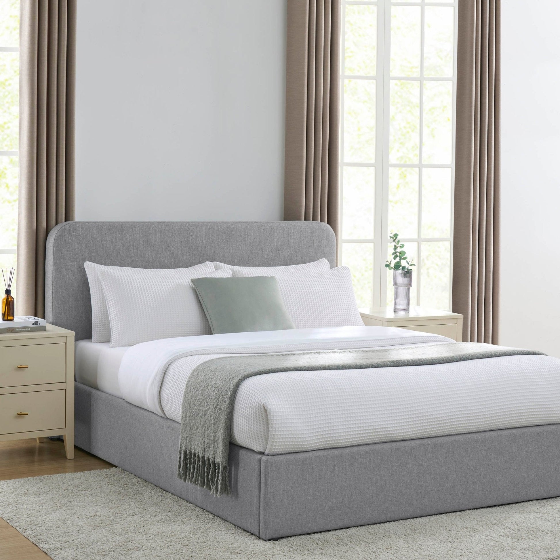 Ascot Ottoman Storage Bed - Woven Light Grey - DUSK