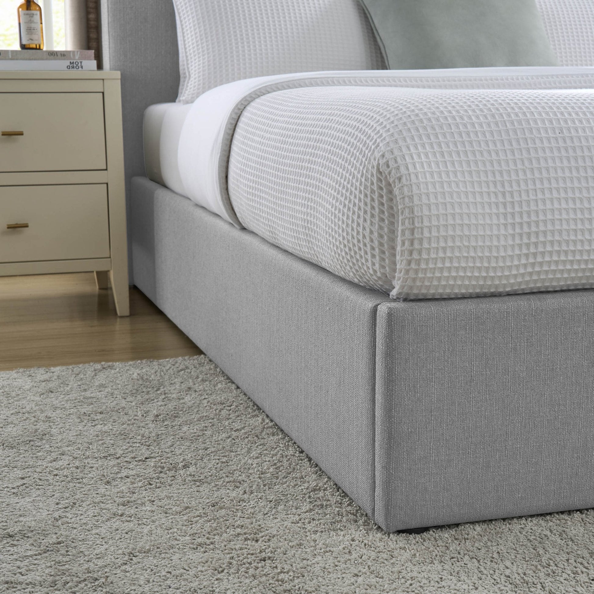 Ascot Ottoman Storage Bed - Woven Light Grey - DUSK