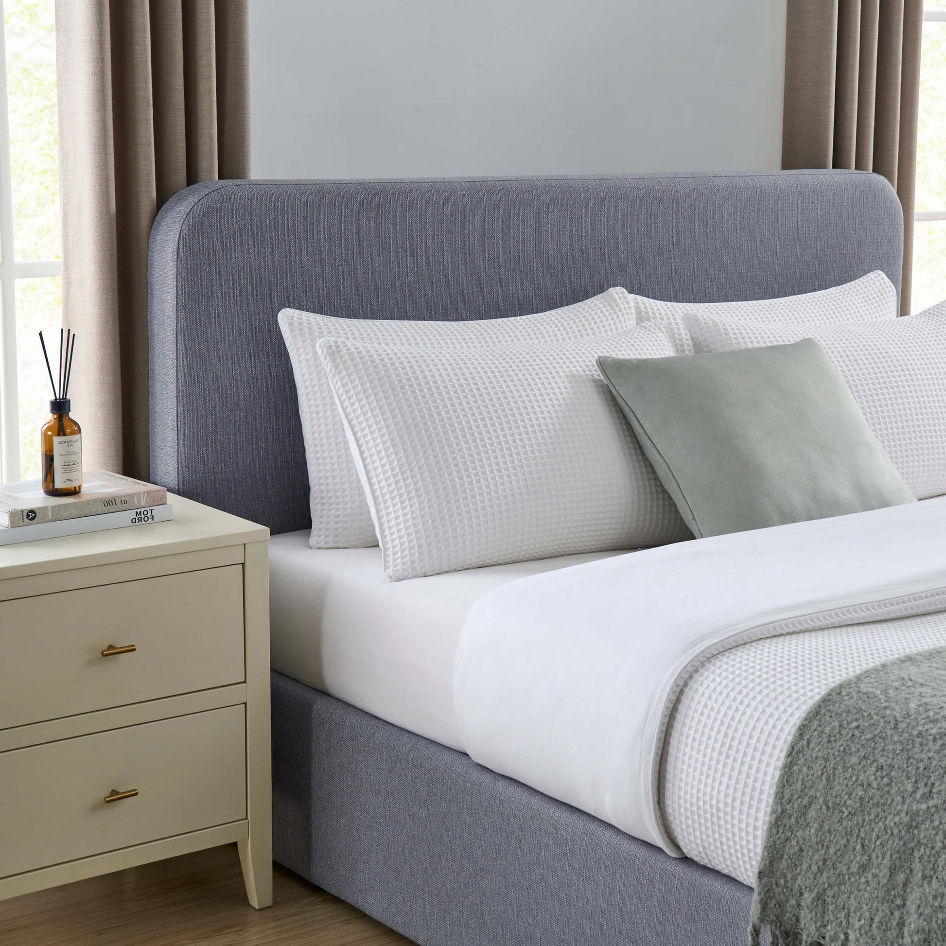 Ascot Ottoman Storage Bed - Woven Light Grey - DUSK