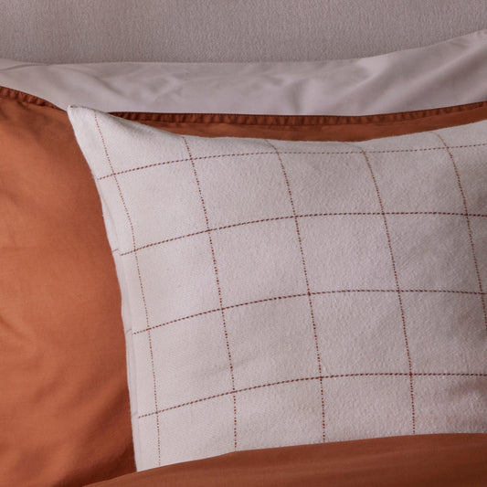 Aspen Check Cushion Cover - Natural/ Burnt Orange - DUSK