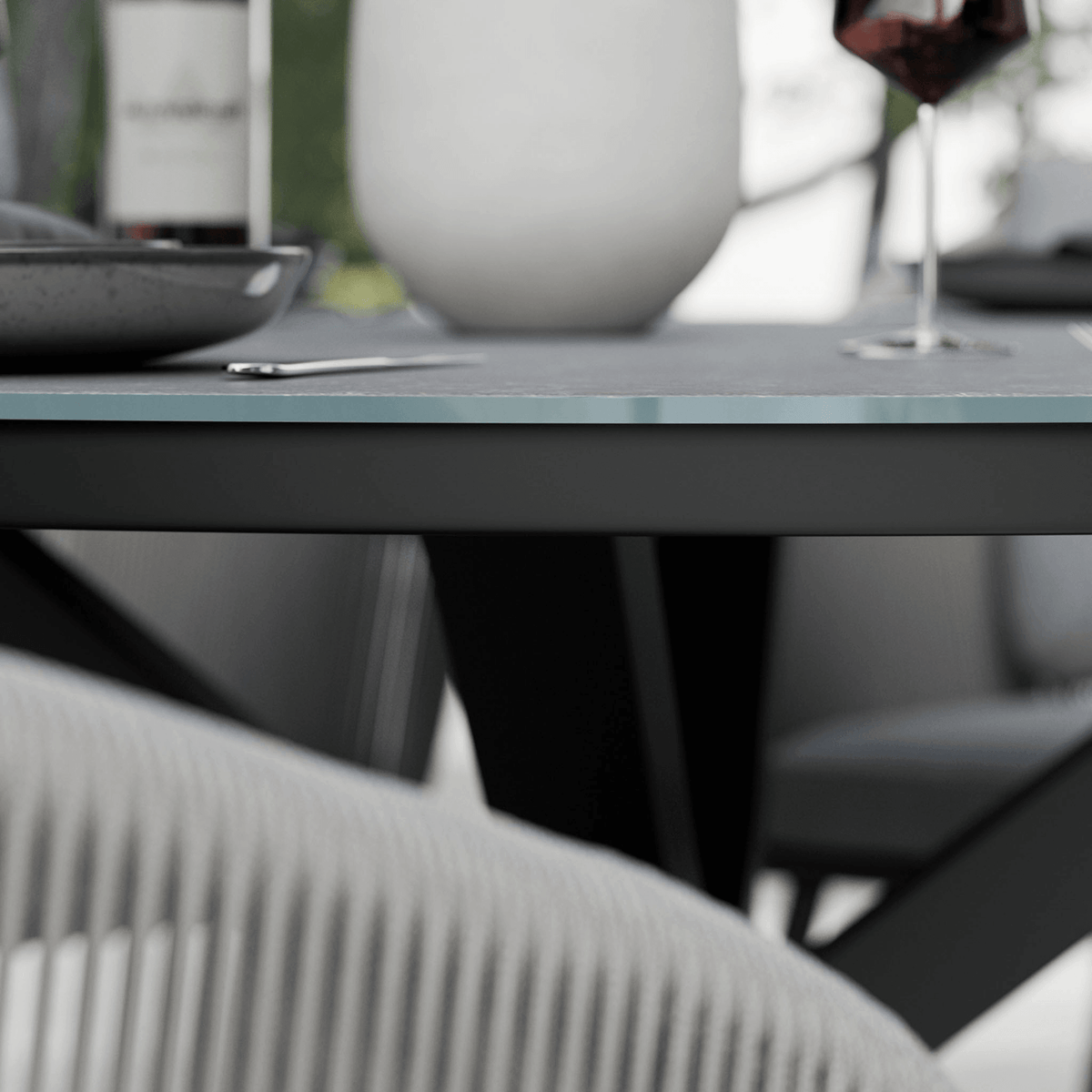 Aspen Outdoor 4 Seater Round Dining Table and Chairs - Grey - DUSK