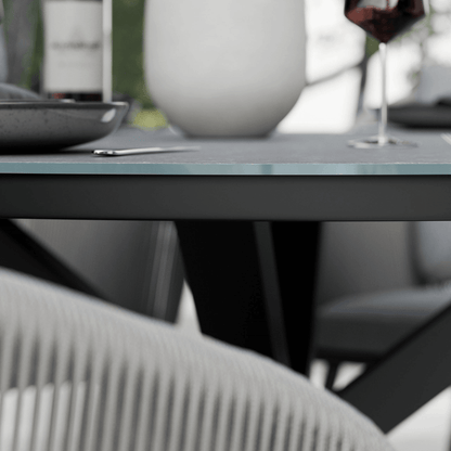 Aspen Outdoor 4 Seater Round Dining Table and Chairs - Grey - DUSK
