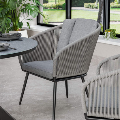 Aspen Outdoor 4 Seater Round Dining Table and Chairs - Grey - DUSK