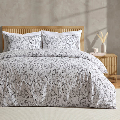 Astrid Duvet Cover & Pillowcase Set - Off White/Black - DUSK