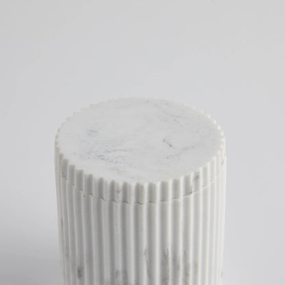 Athena Marble Effect Resin Storage Pot - White - DUSK